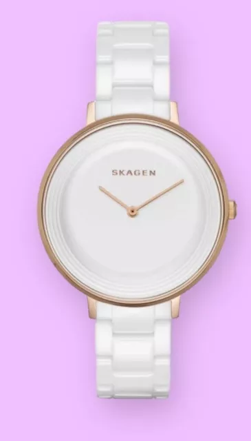 SKAGEN Denmark Ditte Rose Gold White Ceramic Bracelet Women’s Watch SKW2316