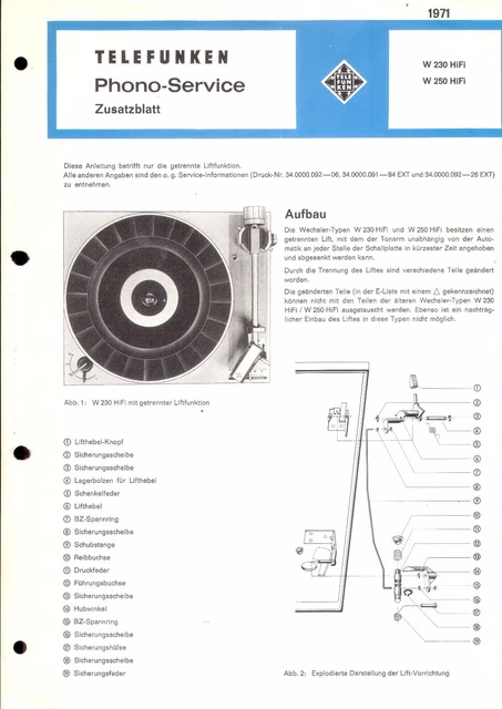 Manuale Di Servizio Per Telefunken S 50, Originale