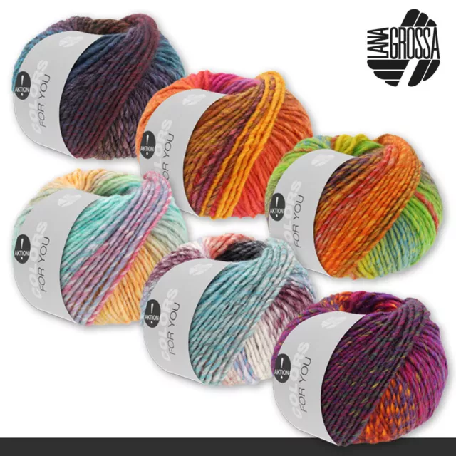 Lana Grossa 5x50 g Colors for you hilo mecha degradado lana tejido 6 colores