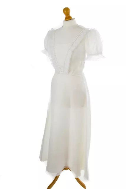 Abito da sposa hippie vintage orig 60 anni '70 bianco chiffon boho matrimonio XS