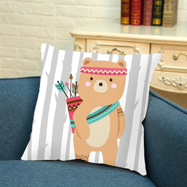 Pillow Case No-pilling Invisible Closure Animal Print Cushion Case Square