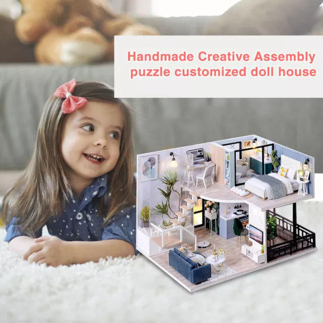 INNERSETTING DIY MINI Puppenhaus Kit 3D Holz Doppeldecker Loft Manuell ...