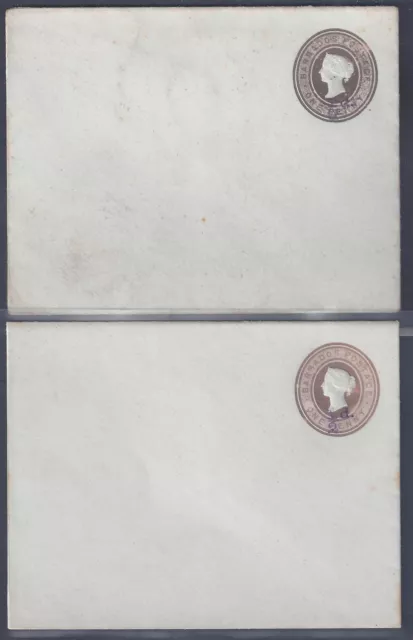 Barbados 1890's Zwei Postal Abdeckung 1/2 D Zuschlag Ein Queen Victoria Penny