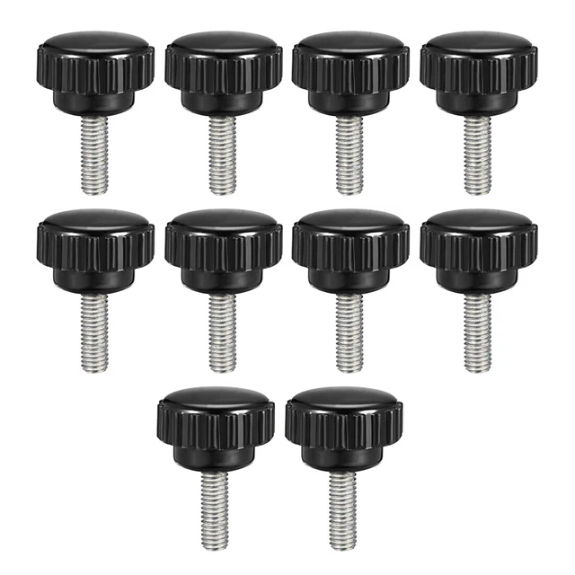 M5x15mm, filetage mâle Collier moleté Poignée Bouton visser tête rond type 10pc