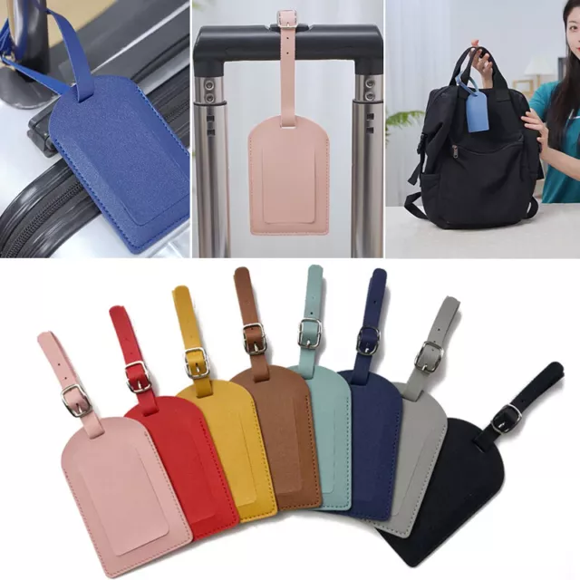 Leather PU Luggage Tags Suitcase ID Card Name Label Baggage Address Tag Travel