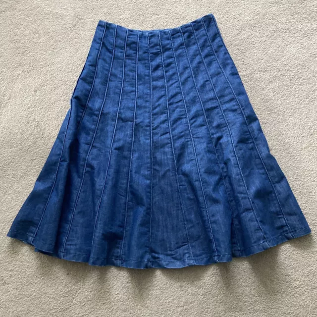 Per Una denim skirt size 10 pleats blue chambray M&S Marks & Spencer