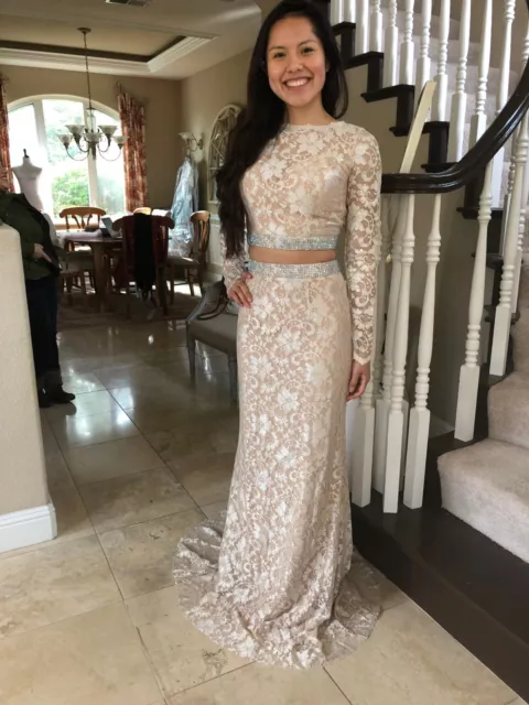 $640 NWT TWO Piece Jovani Prom/Pageant/Formal/Wedding Dress/Gown #26335 ...