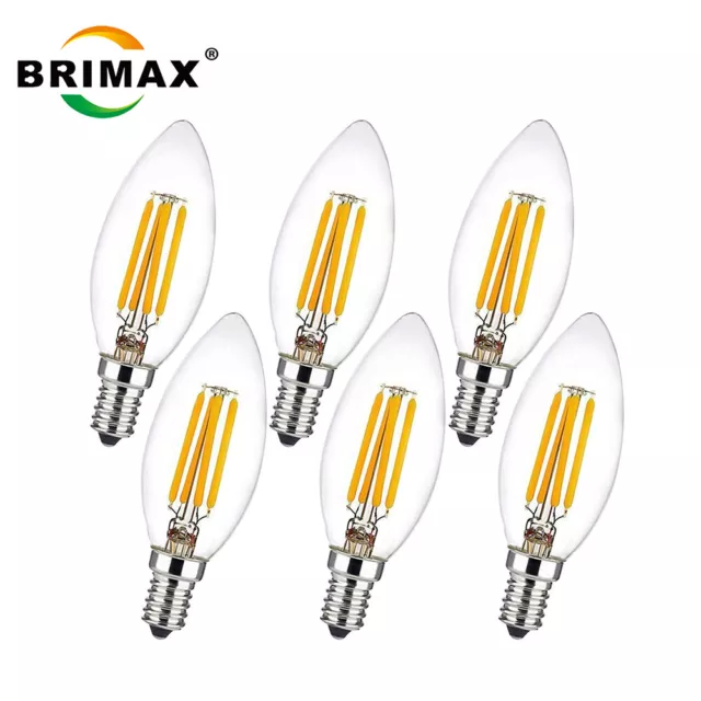 E12 C35 LED Candelabra Bulbs 6W 60W Dimmable Chandelier Bulb Warm White, 6PCS