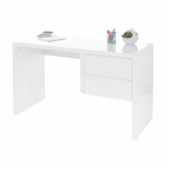 B-Ware Schreibtisch HWC-D74, Bürotisch, hochglanz weiß 75x120x50cm