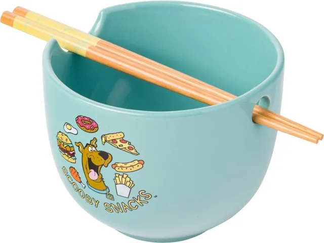 Silver Buffalo Scooby-Doo Scooby Snacks Ceramic Ramen Noodle Rice Bowl with Chop