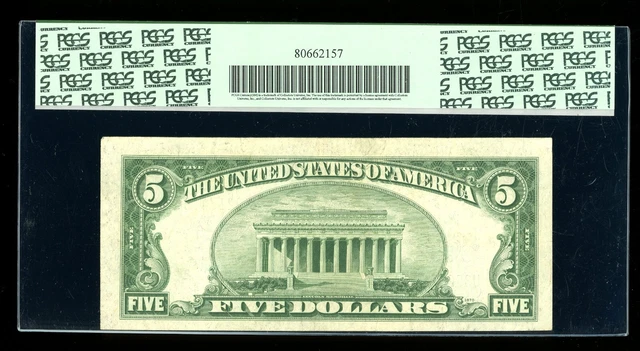 DBR 1934-D $5 Silver Fr. 1654Wi Wide I UA Block PCGS XF-40 PPQ Serial U39217479A 2