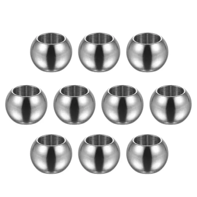 10pcs Perles 10mm Inox Acier 6mm Trou Dia Perle pour, Argenté