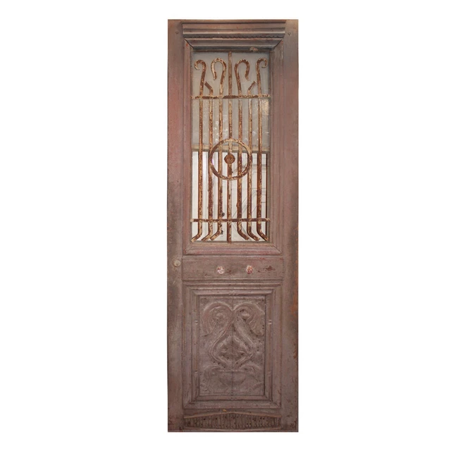 Antique 24" French Colonial Door with Iron Insert, Late 19th Century, NED1418B