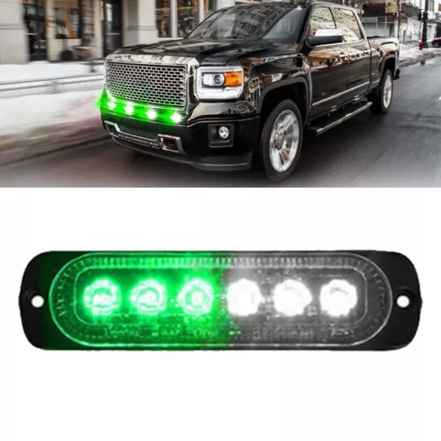 Blanc/Vert 6LED Voiture Camion Avertissement Danger Lumière Stroboscopique 12V