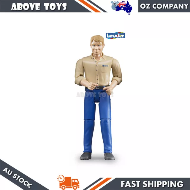 Bruder Bworld Blonde Hair Light Skin Man Blue Jeans Figurine Toy For Kids 4y+