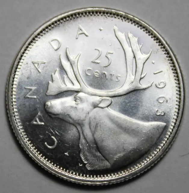 Canada 1963 Silver 25 Cents, Uncirculated, Cameo (12c)