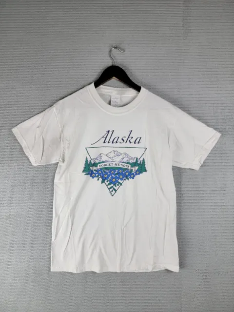 Alaska Tourist T-shirt Forget me nots flowers Vintage size Medium mountains