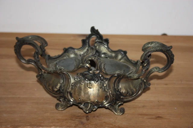 Jardinière Décorative Ancienne – Régule Patiné Et Cuivre, Centre De Table, Occasion