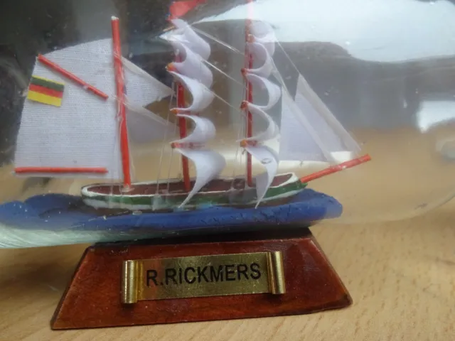 Buddelschiff Flaschenschiff Glasschiff Segelschiff R. Rickmers
