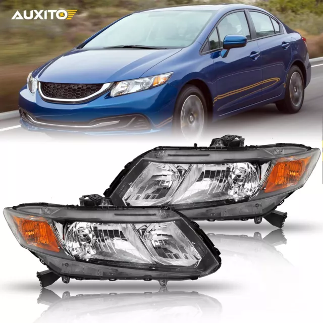 Front Headlights For 2012-2015 Honda Civic Sedan 4-Door Coupe 2-Door Headlamps