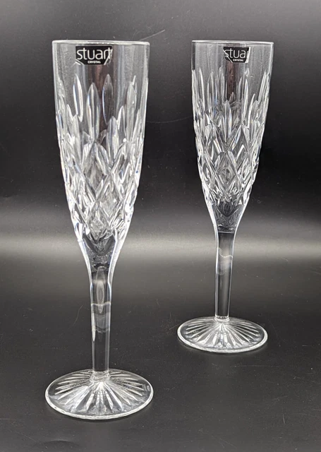 A Pair Of Discontinued Stuart Crystal Tewkesbury Champagne Flutes 45 00 Picclick Uk
