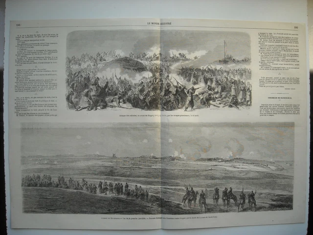 Gravure 1864. Guerre Danemark. Attaque Des Redoute, Devant Düppel. Attaque Pruss