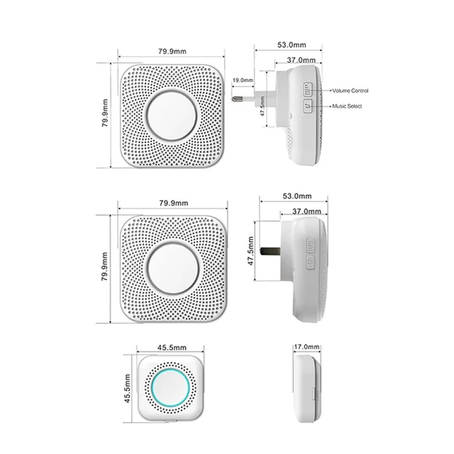 Doorbell Transmitter Plug-type Power Supply Wireless Doorbell 2 PCS/Set