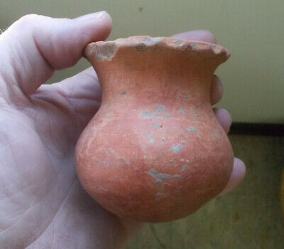 Crude Hand Made Red Earthenware Pottery Round Bottom Pot Dug In South America