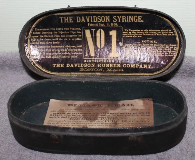 Antique 1866 Davidson Syringe Instrument Case Civil War Era