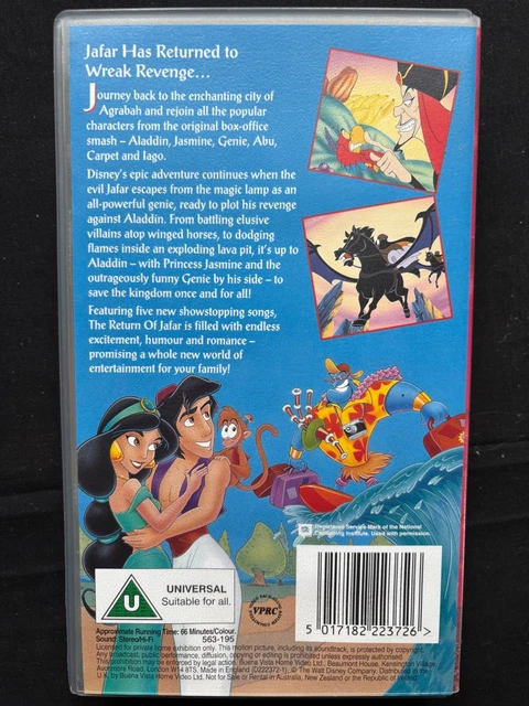 WALT DISNEYS ALADDIN 2 The Return Of Jafar VHS Video Tape PAL £1.68 ...