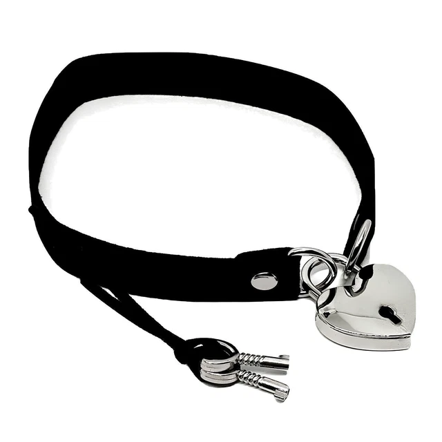 SEXY CHOKER HEART Padlock Pendant Necklace Collar Padlock & Keys Gothic