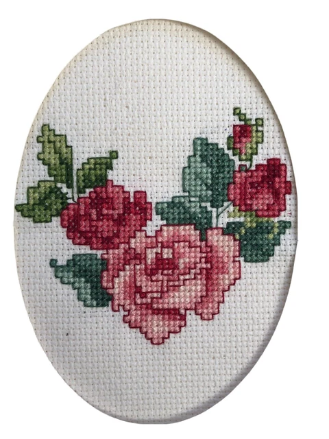 Tarjeta De Punto De Cruz Terminada ""Pretty Flowers2