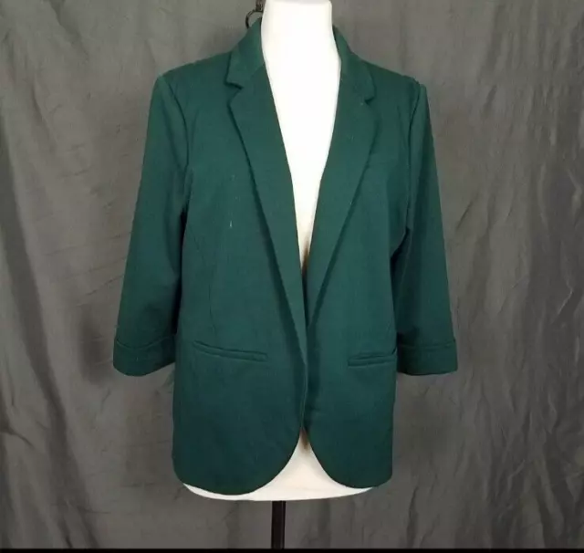 LC Lauren Conrad Open Blazer Women's Size 16 Dark Hunter Green Career Classic