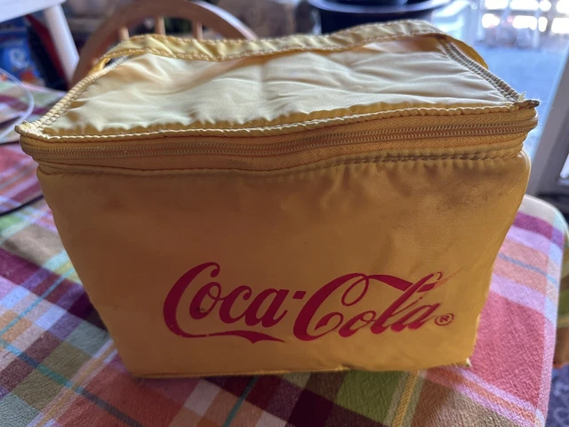 YELLOW Coca Cola /Coke Insulated Lunch Bag Box Zipper Tote Cooler Vintage