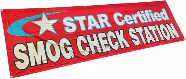 3X10 Ft Star Certified SMOG Check Station Banner Vinyl Alternative Sign - Polyes