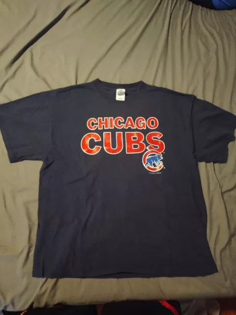 Chicago Cubs T Shirt SizE  Blue Red Delta Pro Weight Knit in USA 2004 XL