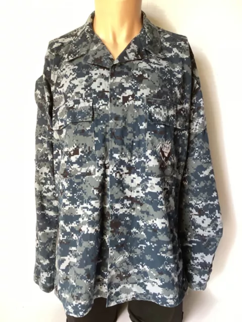 US navy Issue blue digital pattern Shirt Blouse Working Medium Long USGI (80)