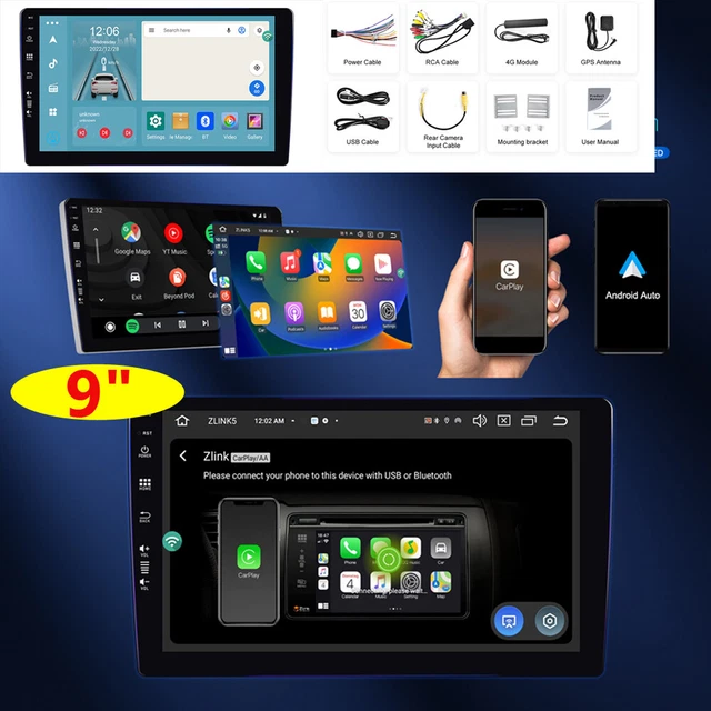 9" 2Din Android 13 Car Stereo GPS Carplay 8 core 4+64G Radio DSP RDS WIFI 4G MP5