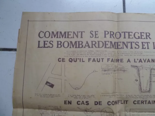 AFFICHE  /  COMMENT SE PROTEGER CONTRE LES BOMBARDEMENT ...  /  44 x 44    CM 2