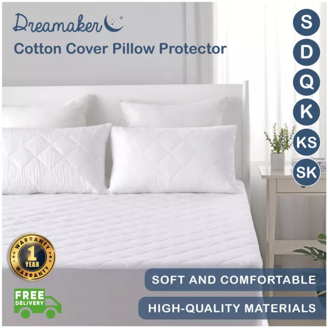 Dreamaker Washable Quilted Cotton Cover Mattress Protector Fully Fitted All Size