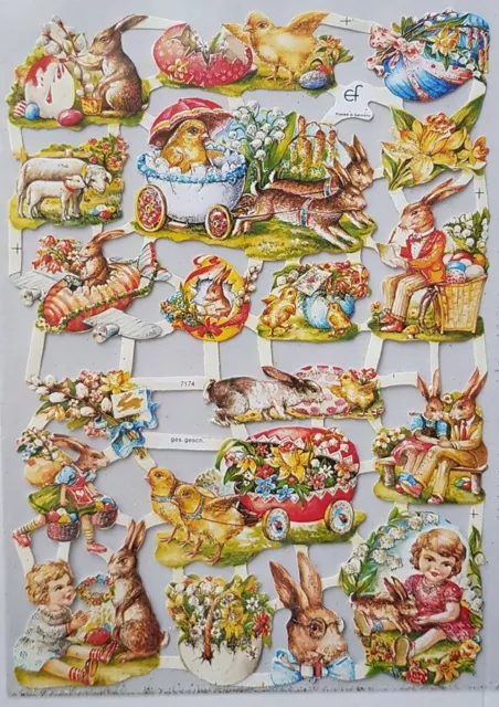 Decoupage Victorian Style Easter Bunny Chick Floral Paper Scraps Die Cut Scraps