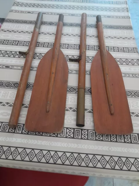 Ancienne Paire De Rames De Barque Aviron Pêche Loisir