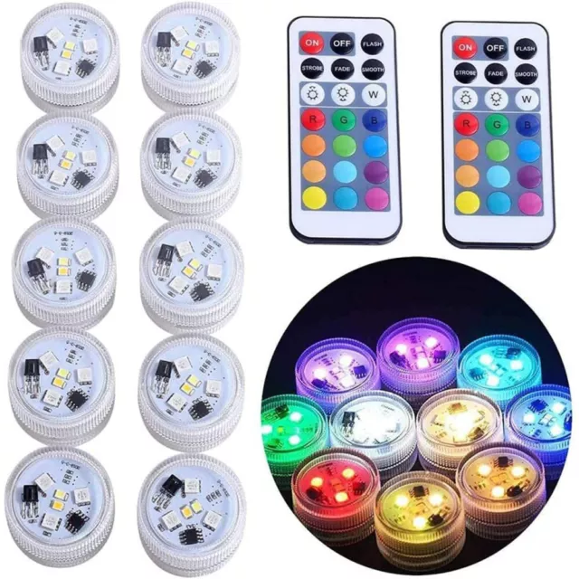 10 Poolbeleuchtung Unterwasser Licht RGB LED Teelicht Wasserdichte-Fernbedienung