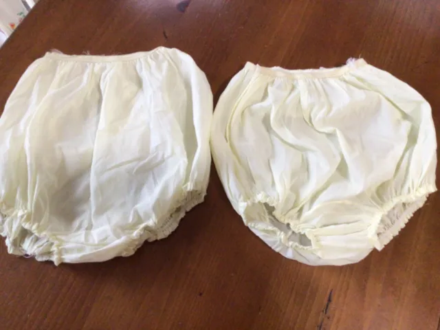 Double Nylon Gusset Panty Silky Yellow Sissy Lace Vintage Granny Brief Sz.  9/2XL