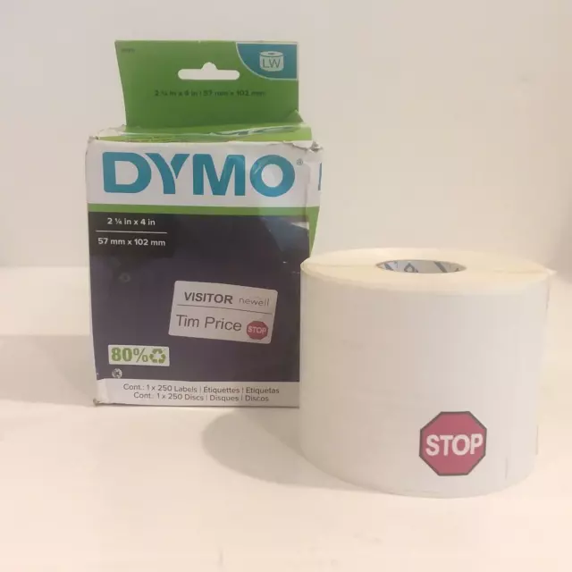 Genuine DYMO 30911 LW Labels 2 1/4 x 4" Time Expiring NAME BADGE Labels 250/roll