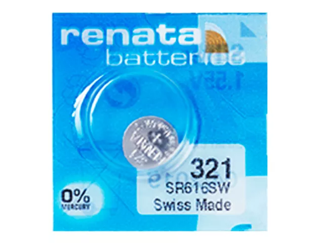 Renata 321 Pila Batteria Orologio Mercury Free Silver Oxide SR616SW Swiss 1.55V