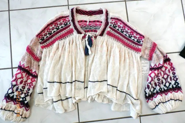 NWT Free People Dreamland Cardigan Sweater Oversized Balloon Slv Small Boho E483