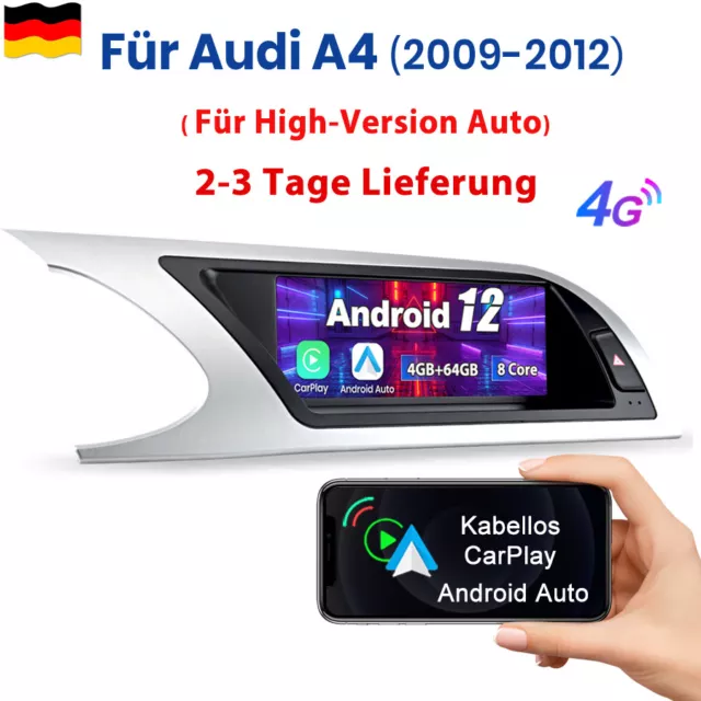 Carplay Per Audi A4/A5/B8/S4 8.8"Android 12 Autoradio GPS Navi WIFI BT SWC 4+64G