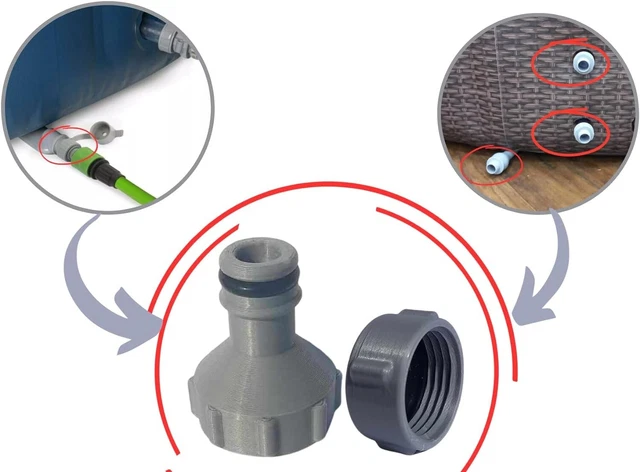 Wave Spa Drainage Adapter - Hot Tub Hose Pipe Connector - Living The