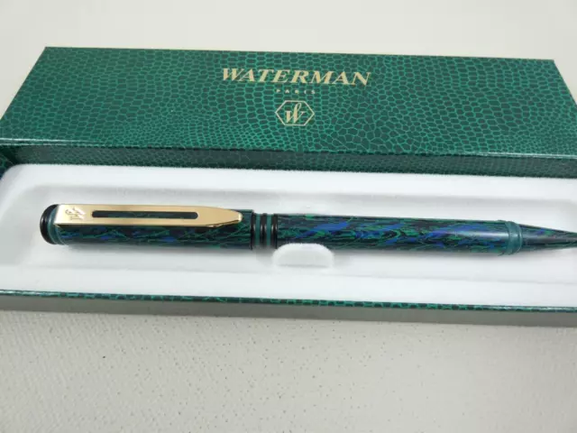 1980's Waterman Forum Agora Green Marbled Ballpoint Pen, GT, Box *New Old Stock*